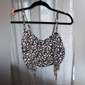 Floral Black and Purple Women's Top